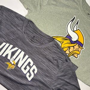 2 PACK!! Nike Men’s NFL Minnesota Vikings Short Sleeve Tees - Gray & Heather